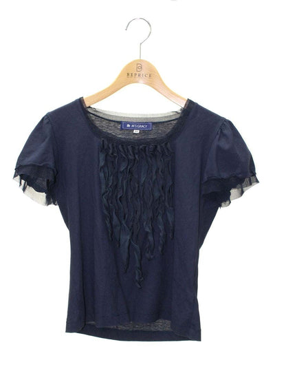 エムズグレイシー 225318 Tシャツ カットソー 38 ネイビー チュールフリンジ IT92NBUA8UWC