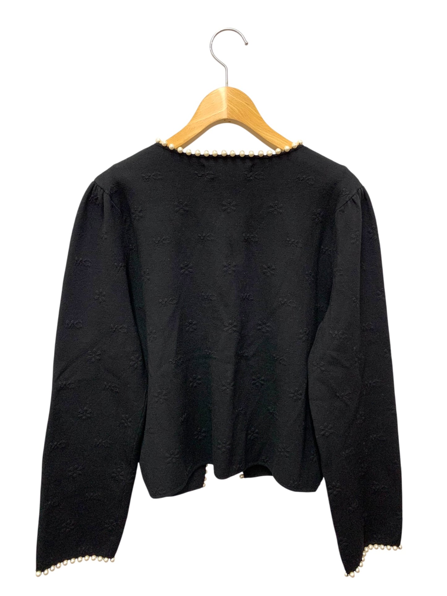 エムズグレイシー パールトリミング 218525 カーディガン 40 ブラック ITZDS45UTJG0
