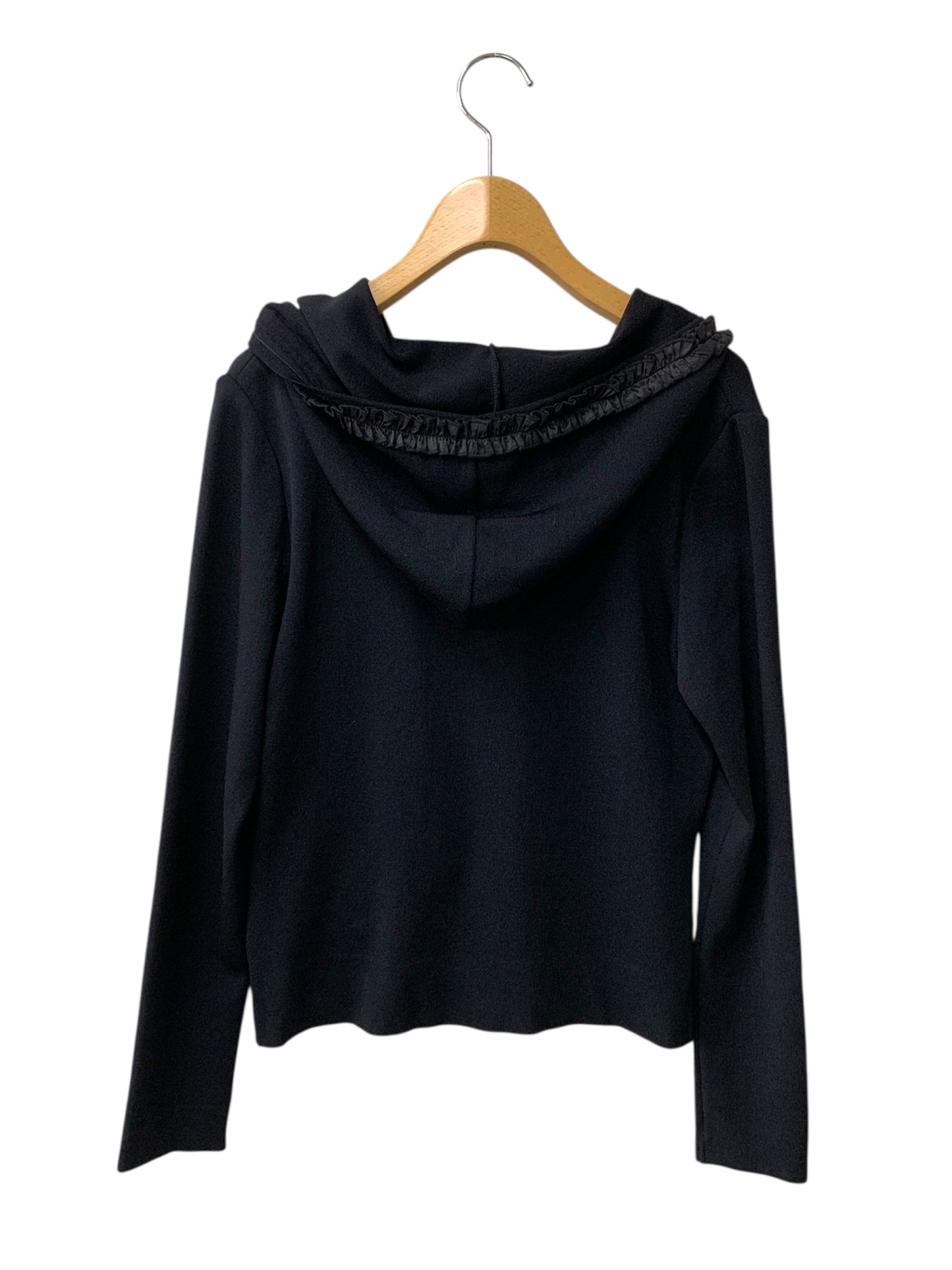 ルネ 6932260 パーカー 38 ブラック フリル ジップアップ IT0JOXNFAHZI