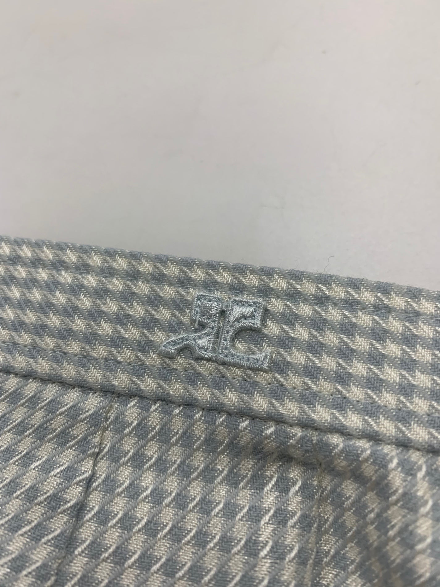クレージュ ECDDP-20490 スカートスーツ 7 ブルー 千鳥格子 ロゴボタン made in japan IT85BITT7CZ4