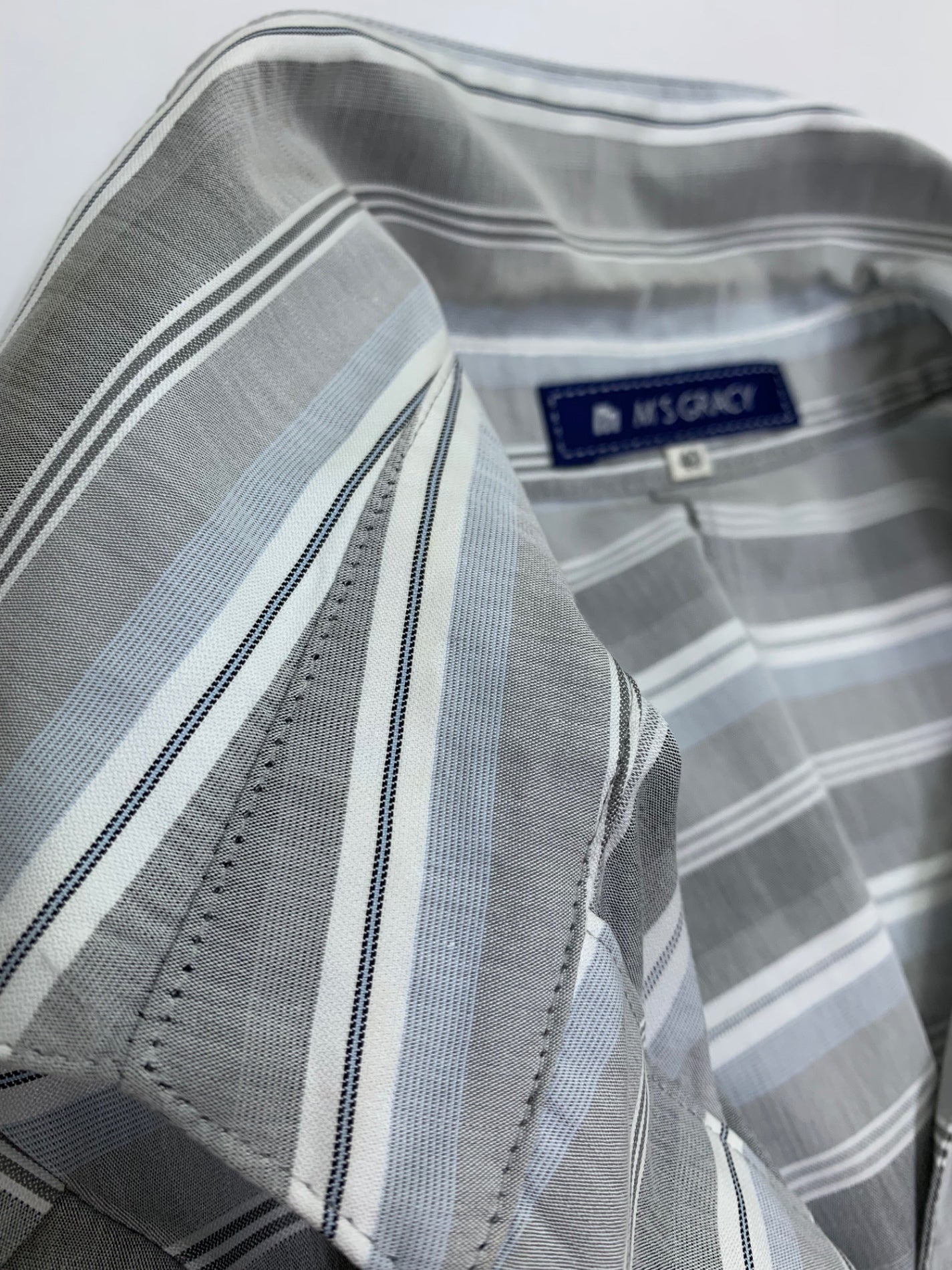 エムズグレイシー 821377 ワンピース 40 グレー ボーダー フロントボタン IT9RBX101CDU