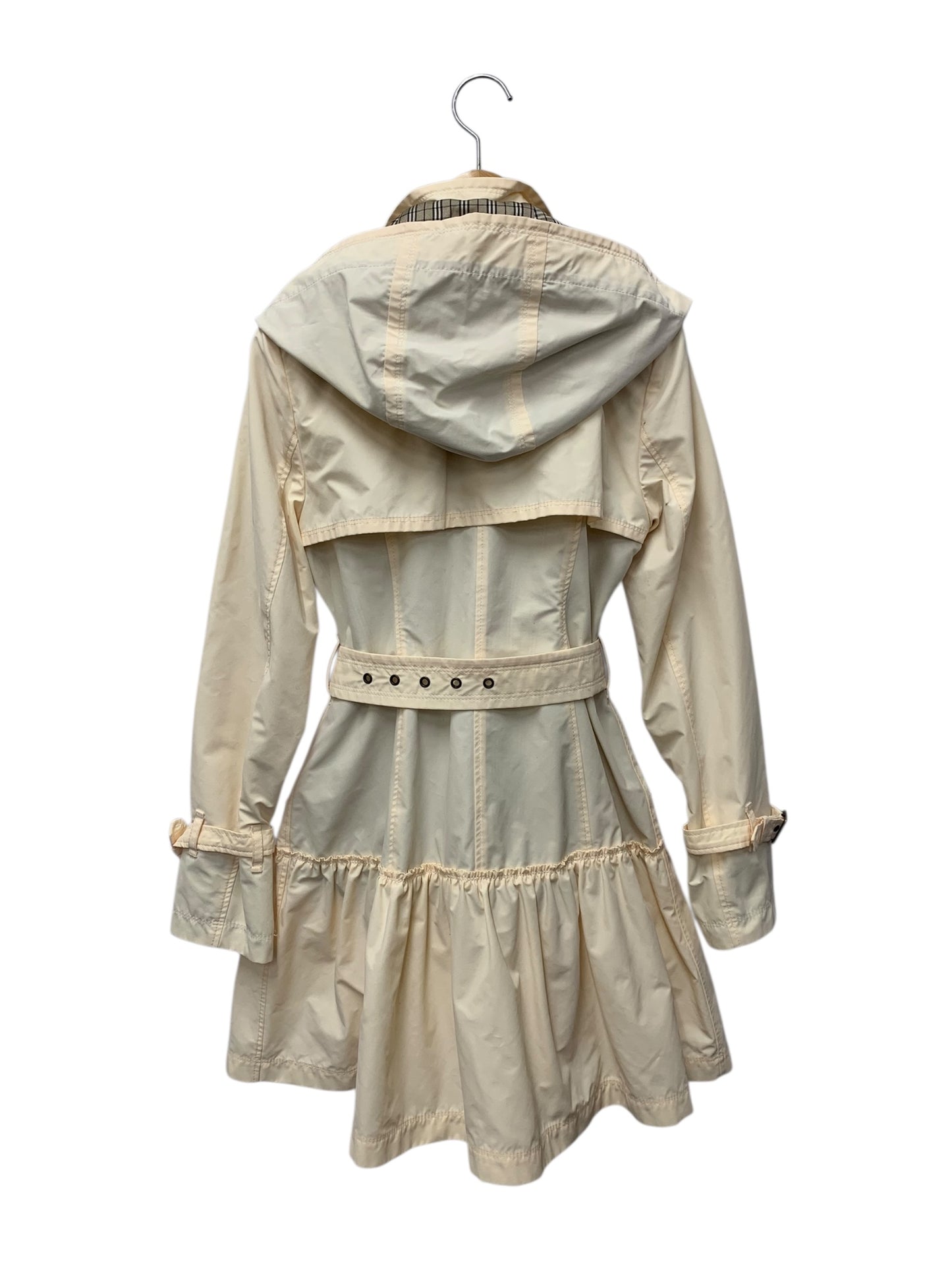 バーバリーブルーレーベル E1A20-536-02 トレンチコート 38 アイボリー フリル ギャザー ITBNM6E95QCK