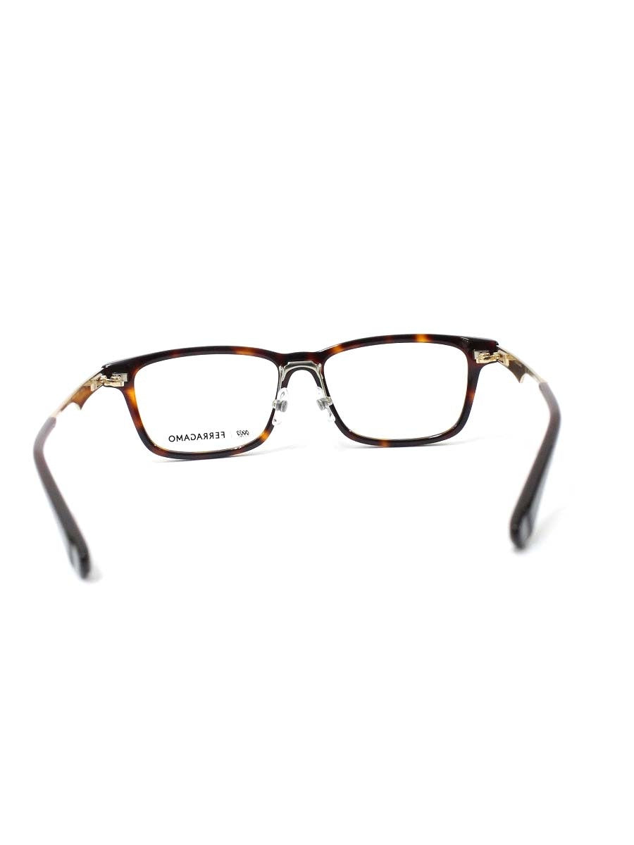 フォーナインズ 999.9×FERRAGAMOコラボ SF9017 メガネ ブラウン/ゴールド コンビ フルリム スクエアシェイプ IT2WH0WQBZSQ