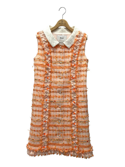 ルネ 6026978 ワンピース 36 オレンジ マリアケント社製ツイード フェイクパール IT8DKDFSSHA0