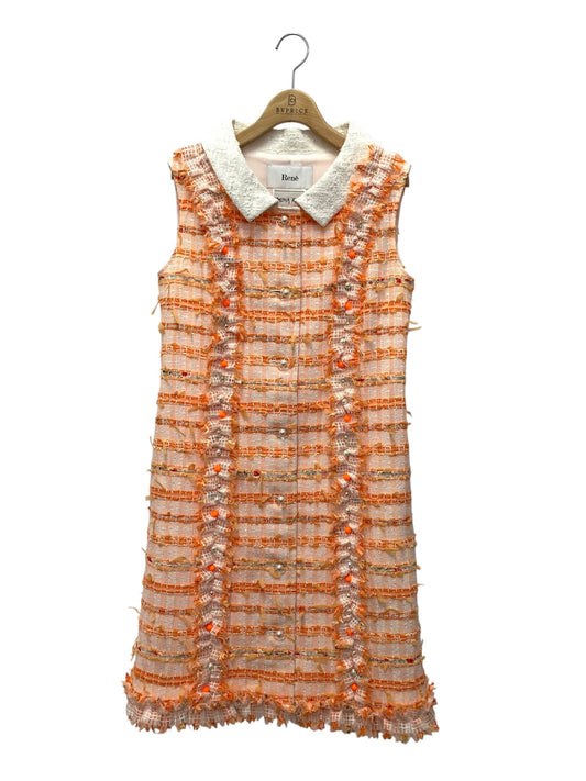 ルネ 6026978 ワンピース 36 オレンジ マリアケント社製ツイード フェイクパール IT8DKDFSSHA0