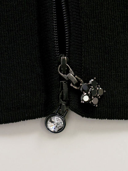 ルネ 6932461 ワンピース 34 ブラック ラインストーン ジップ ニット ITQLAY2G80K6