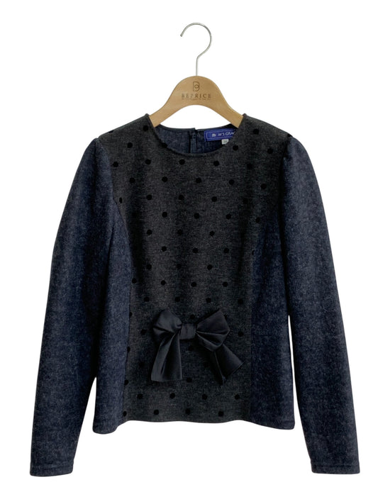 エムズグレイシー 425702 シャツ ブラウス 38 ブラック ドット柄 切替 バックジップ IT94NK6B108G