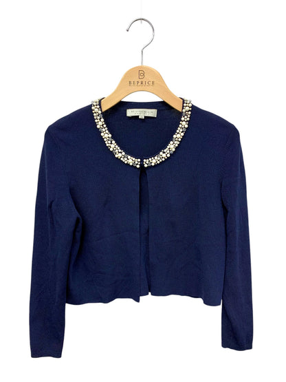エムプルミエ F726-002 カーディガン 36 ネイビー ビジュー パール IT6ZTG4TO0JO