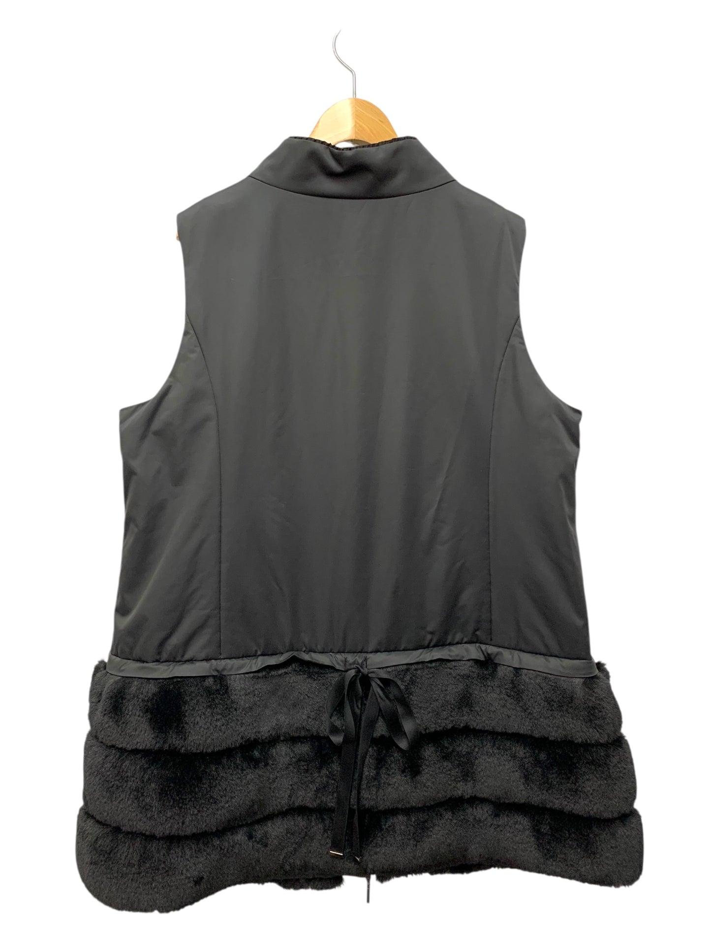 トゥービーシック エコファーコンビタフタベスト  W7E03-812-09 46 ブラック ロング レッキスラビット ファー ダブルジップ リボン ITK4R91D5WFF