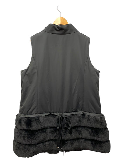 トゥービーシック エコファーコンビタフタベスト  W7E03-812-09 46 ブラック ロング レッキスラビット ファー ダブルジップ リボン ITK4R91D5WFF