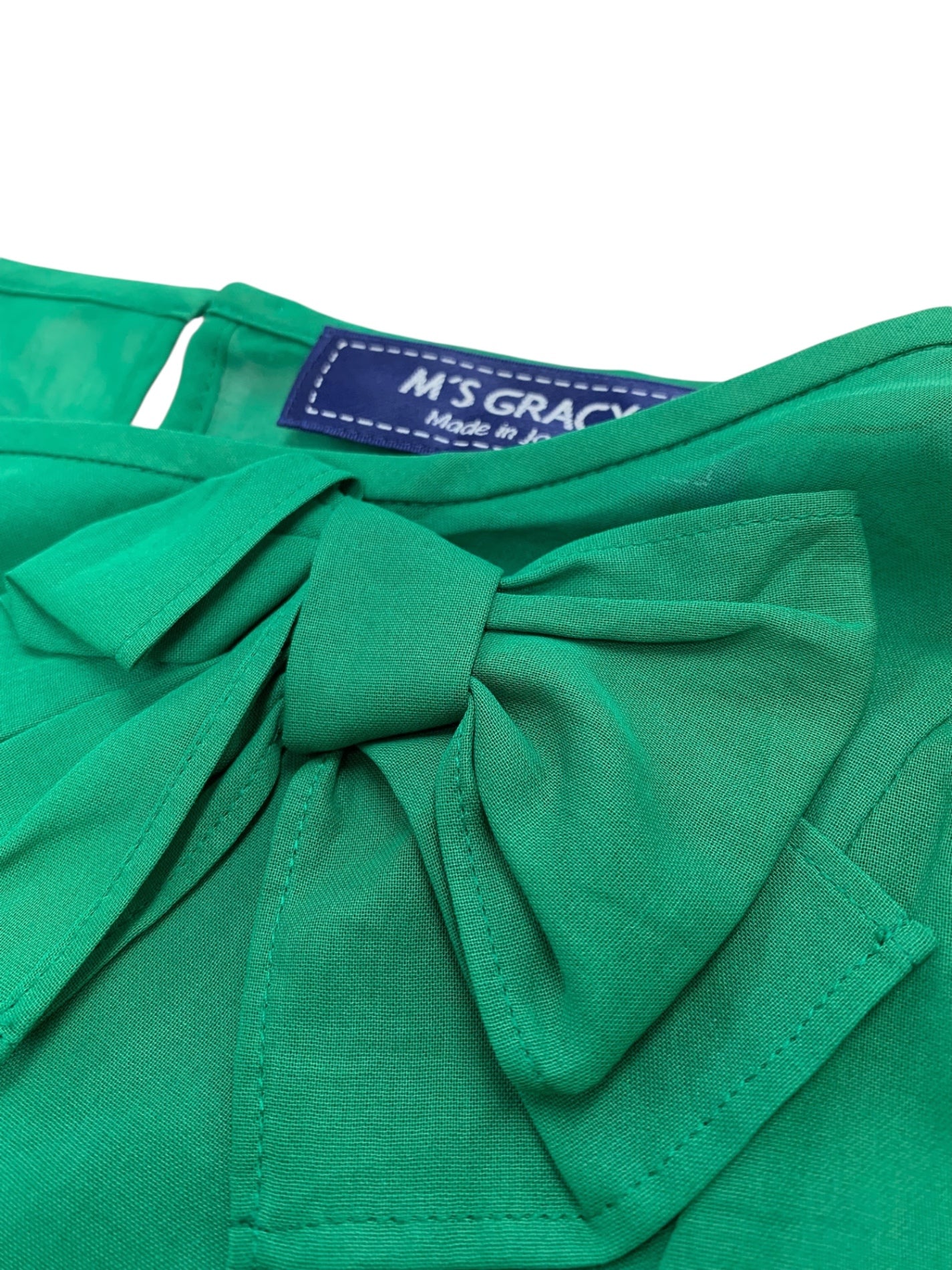 エムズグレイシー Shirring Blouse 910306 シャツ ブラウス 38 グリーン シアー キャミソール付き IT7L6X39AWXE