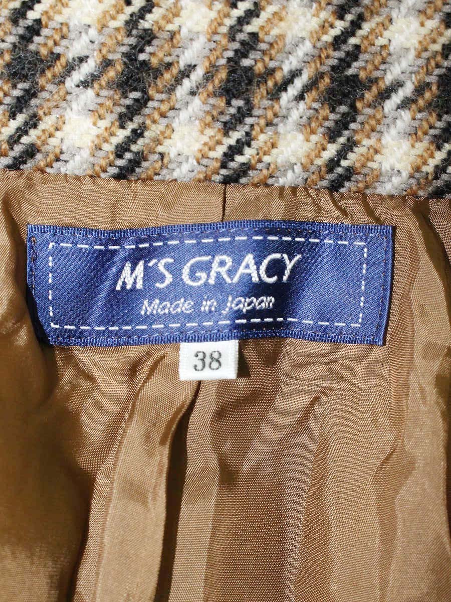 エムズグレイシー 914533 ジャケット 38 ブラウン チェック柄 ウール混 IT89Y1O3M3CL