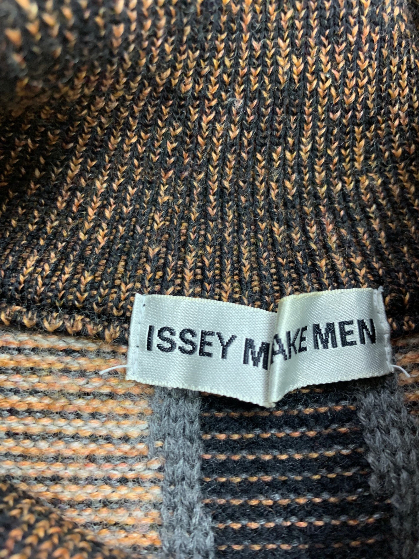 イッセイミヤケメン ME61KN034 ハイネックニット M オレンジ ストライプ 銀タグ ITONDUNT6M6S 【SALE】