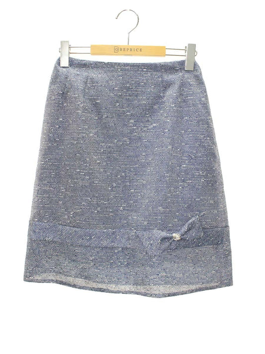 ルネ 6724220 スカート 34 ブルー TISSUE ツイード リボン ラインストーン フェイクパール ITXDA86Z35AY