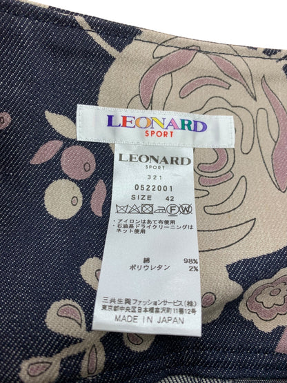 レオナールスポーツ 0522001 デニムスカート 42 ネイビー フラワーモチーフ プリーツ ITX9YZHNGSZM 【SALE】
