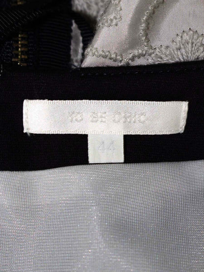 トゥービーシック W7M50-617-08 チュニック 44 ネイビー グレー 素材切替 刺繍 ITEI1GQNTTJQ