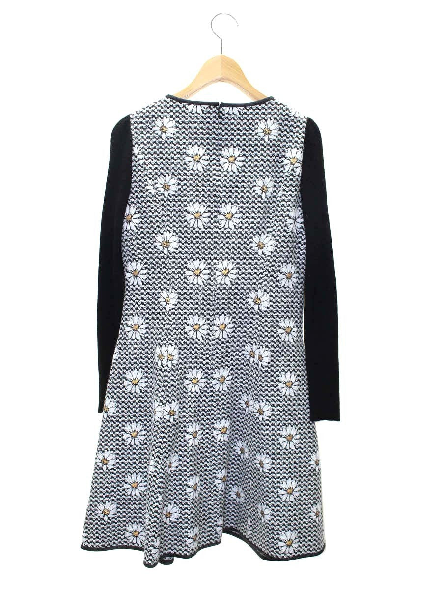 エムズグレイシー 521566 ワンピース 38 ブラック フレアフラワー