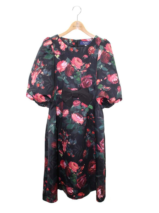 エムズグレイシー ドラマチックフラワードレス 111605 ワンピース 38 ブラック/レッド ITJDVI7PSQMI