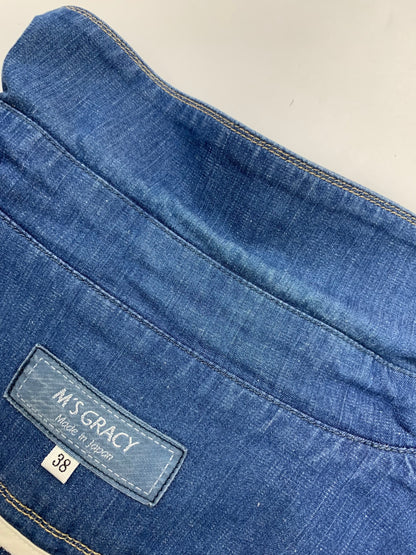 エムズグレイシー 724314 ジャケット 38 ブルー デニム フリル ITZB66YZQLFW