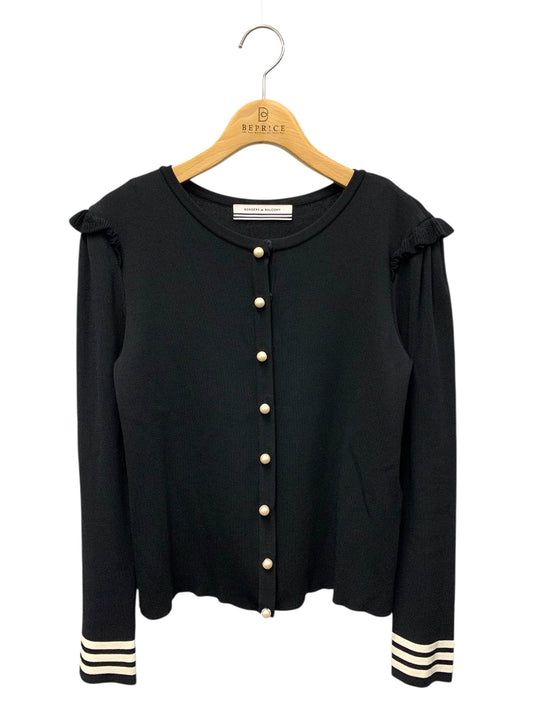 ボーダーズアットバルコニー BD2021-1A-40 カーディガン 38 ブラック パールボタン ボーダー IT6BZ3M423UG