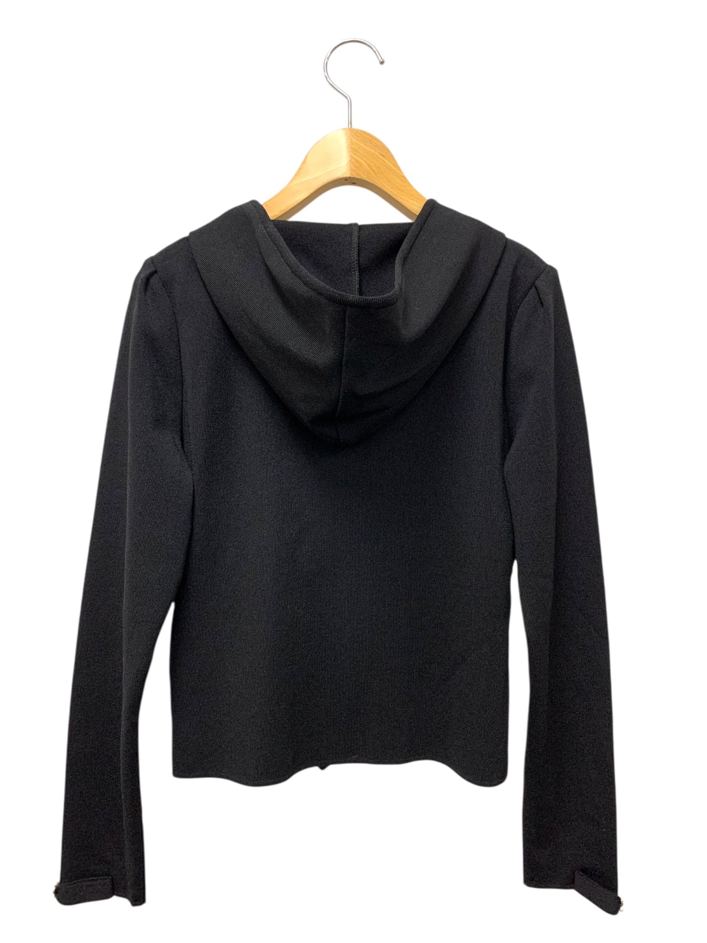 ルネ 6932480 パーカー 38 ブラック ジップアップ フリル パールリボン ITZCSB7WIA94