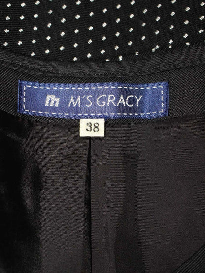 エムズグレイシー 724528  ジャケット 38 ブラック ノーカラー ドット柄 ITE4TBTJ57HW