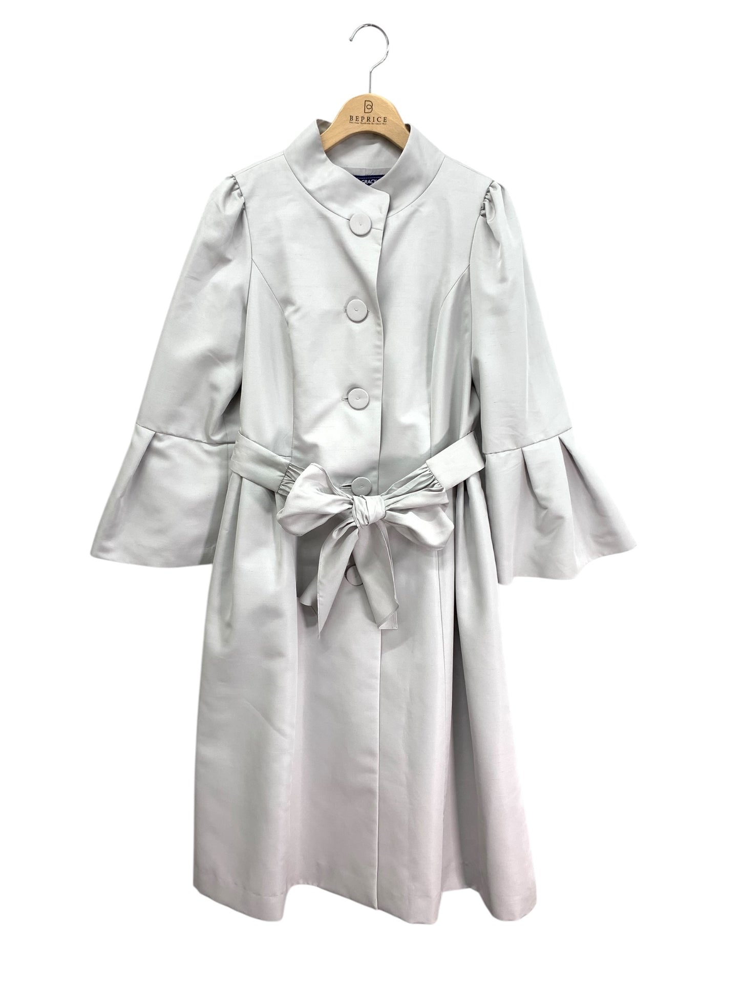 エムズグレイシー 219104 コート 38 グレー シャンタン地 リボン ベルスリーブ ITGH05BFYKKS