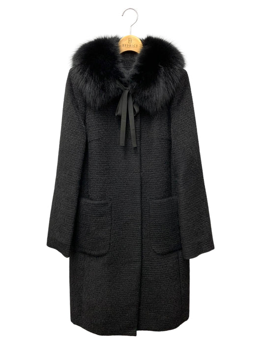 トゥービーシック W5B54-237-09 コート 40 ブラック アルパカ混 フォックファー付 IT0WX3U0O9HW