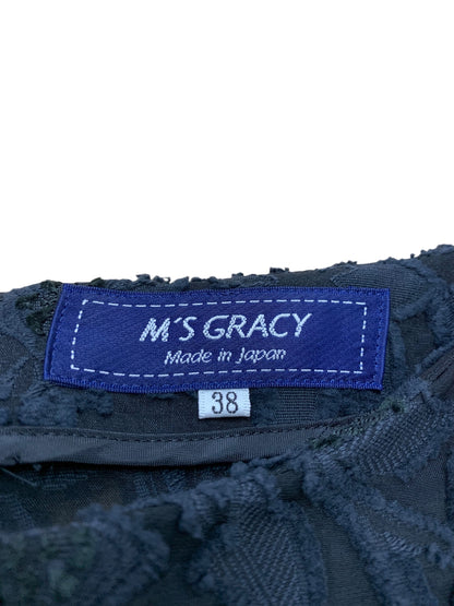 エムズグレイシー 011317 ワンピース 38 ブラック フラワー IT5ZLBLHHNZ8