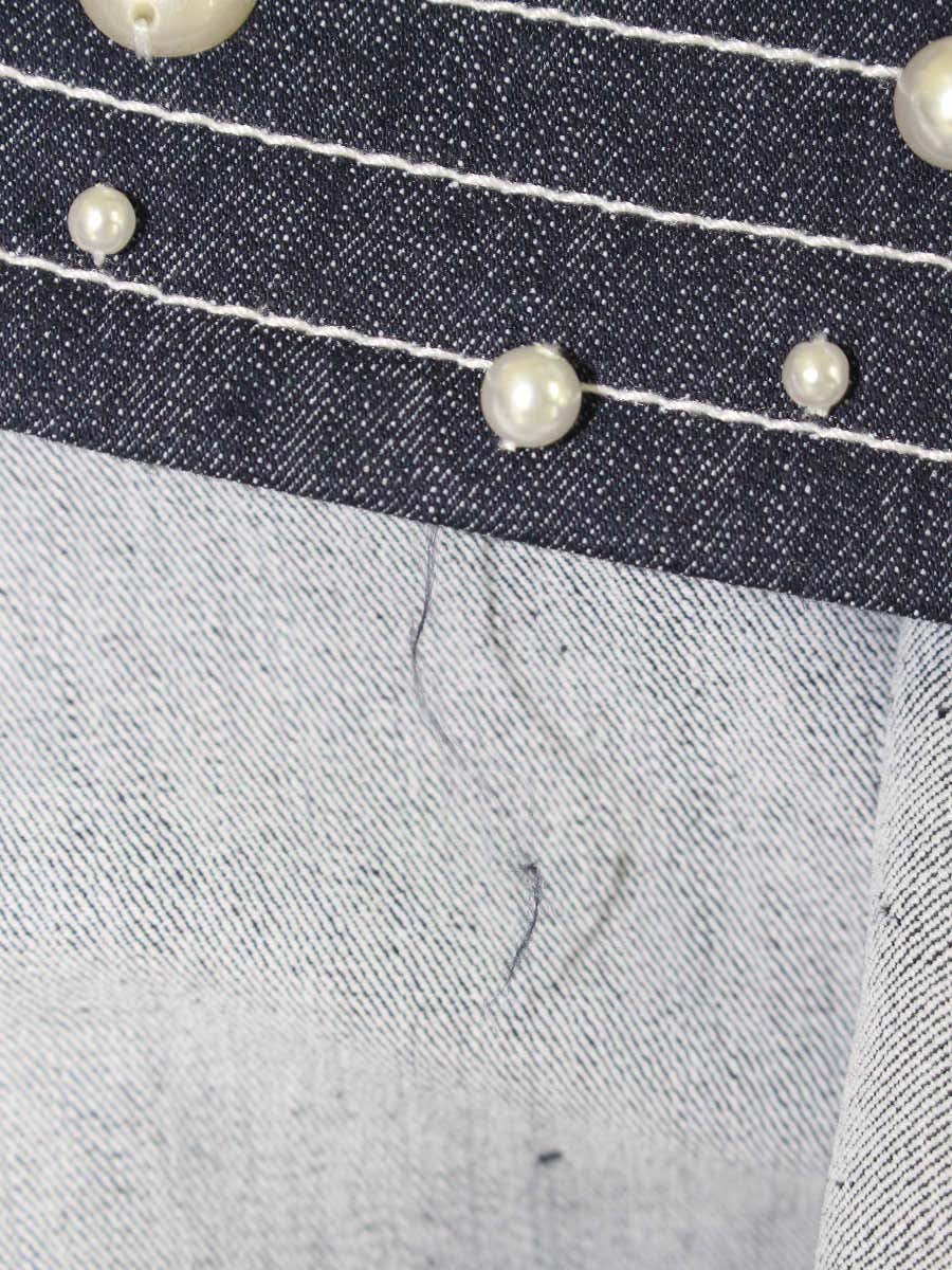 スーパービューティー スカート 42 ネイビー デニム フェイクパール ITG6VESLH4EJ 【SALE】
