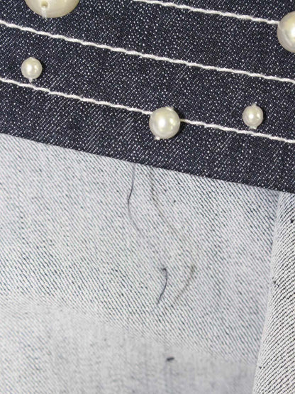 スーパービューティー スカート 42 ネイビー デニム フェイクパール ITG6VESLH4EJ 【SALE】