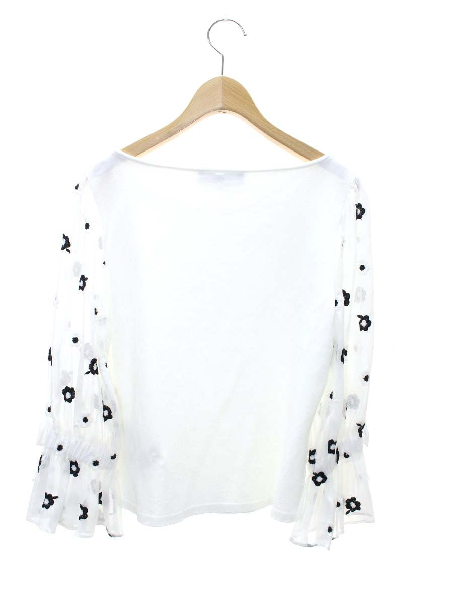 エムズグレイシー 115308 カットソー 40 ホワイト フラワーモチーフ