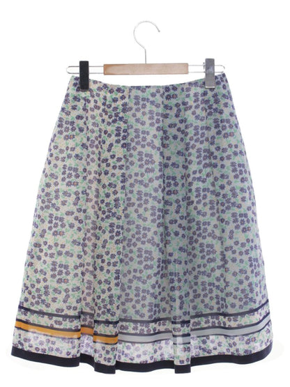 エムズグレイシー 017331 スカート 36 ライトブルー フラワーモチーフ 花柄 総柄 ITCVOK7YYUR5