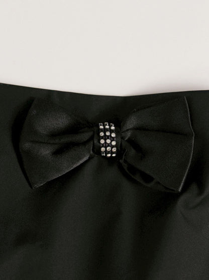 フォクシーニューヨーク ストレッチタフタ 22054 ワンピース 40 ブラック バルーン リボン ITECIAJ35F8C