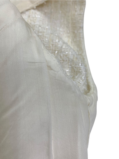 ルネ 6516611 ワンピース 36 ホワイト ツイード フラワーモチーフ ビジュー ITS378L7EZNK