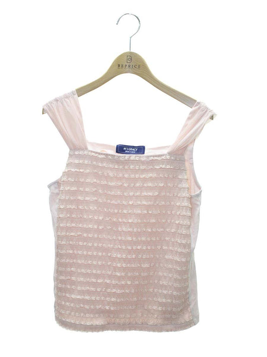 エムズグレイシー 215116 トップス 38 ピンク スクエアネック レース ノースリーブ ITPBK94V89I4