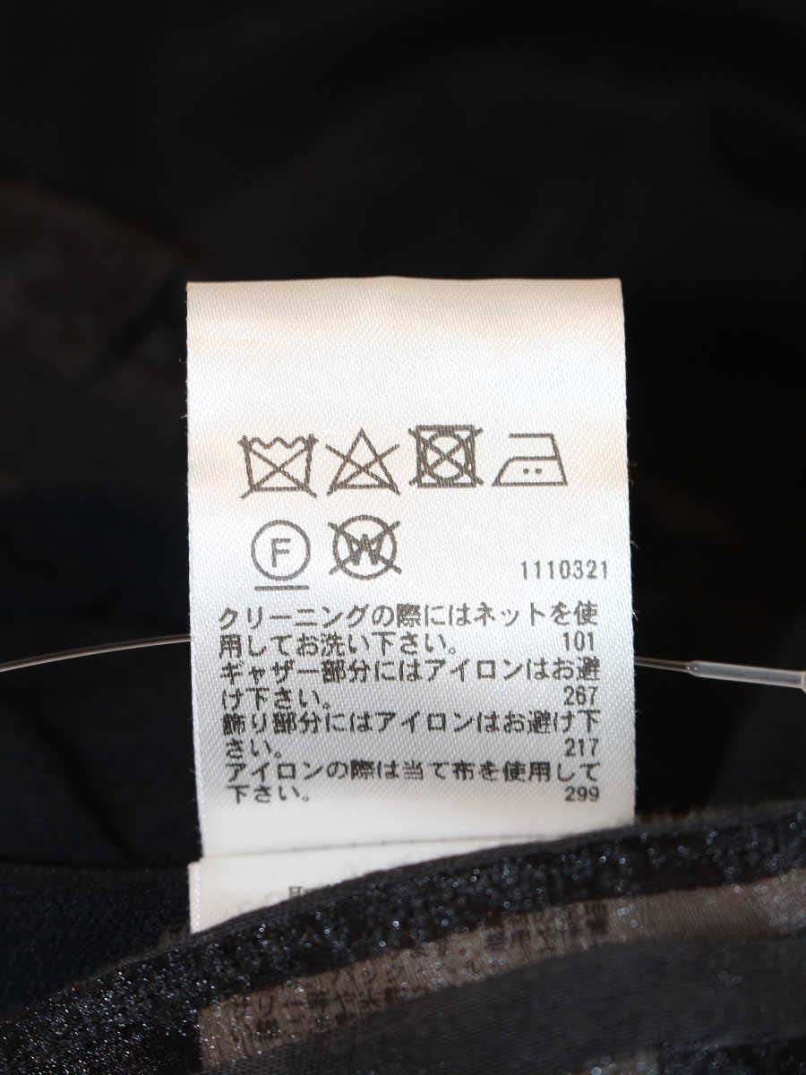 ミスジェイ 630903 カットソー 38 ブラック 袖シアー 七分袖 リボン IT4PFR7X66YE