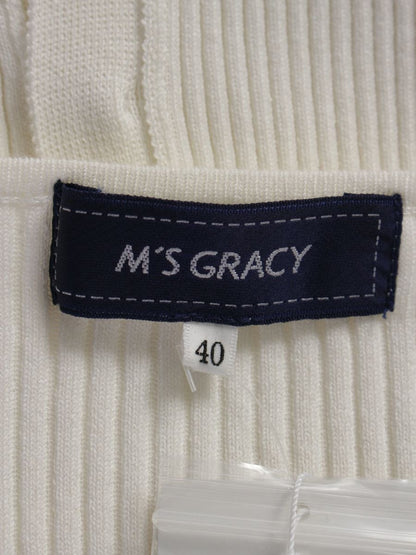 エムズグレイシー 818329 カーディガン 40 ホワイト フリル レース リボン フラワーボタン ITZMR63KGTEH