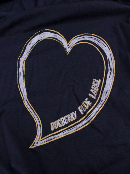 バーバリーブルーレーベル E1P73-397-29 カットソー 38 ネイビー ハートモチーフ バックリボン IT43ILP1IVJK