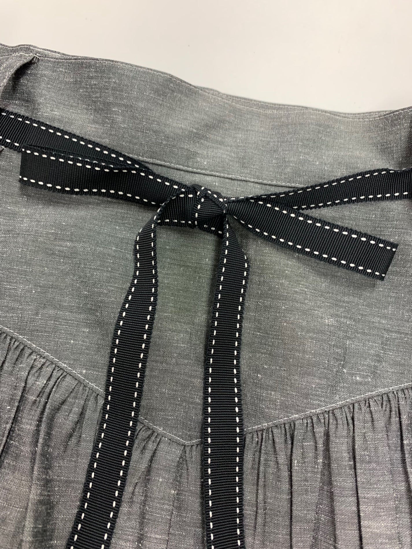 エムズグレイシー 417343 スカート 38 グレー 麻混リボン付き ITH9IMGXDLJ8