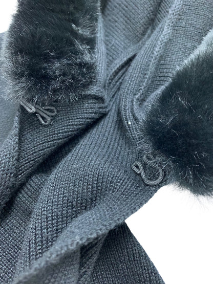 エムズグレイシー 096505 ポンチョ F ブラック フェイクファー付き ニット フーディ IT1W897EEU1W