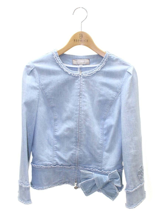 エムズグレイシー Zip Denim Jacket 914121 ジャケット 38 ライトブルー デニム調 ITG9MFNHTIJ4