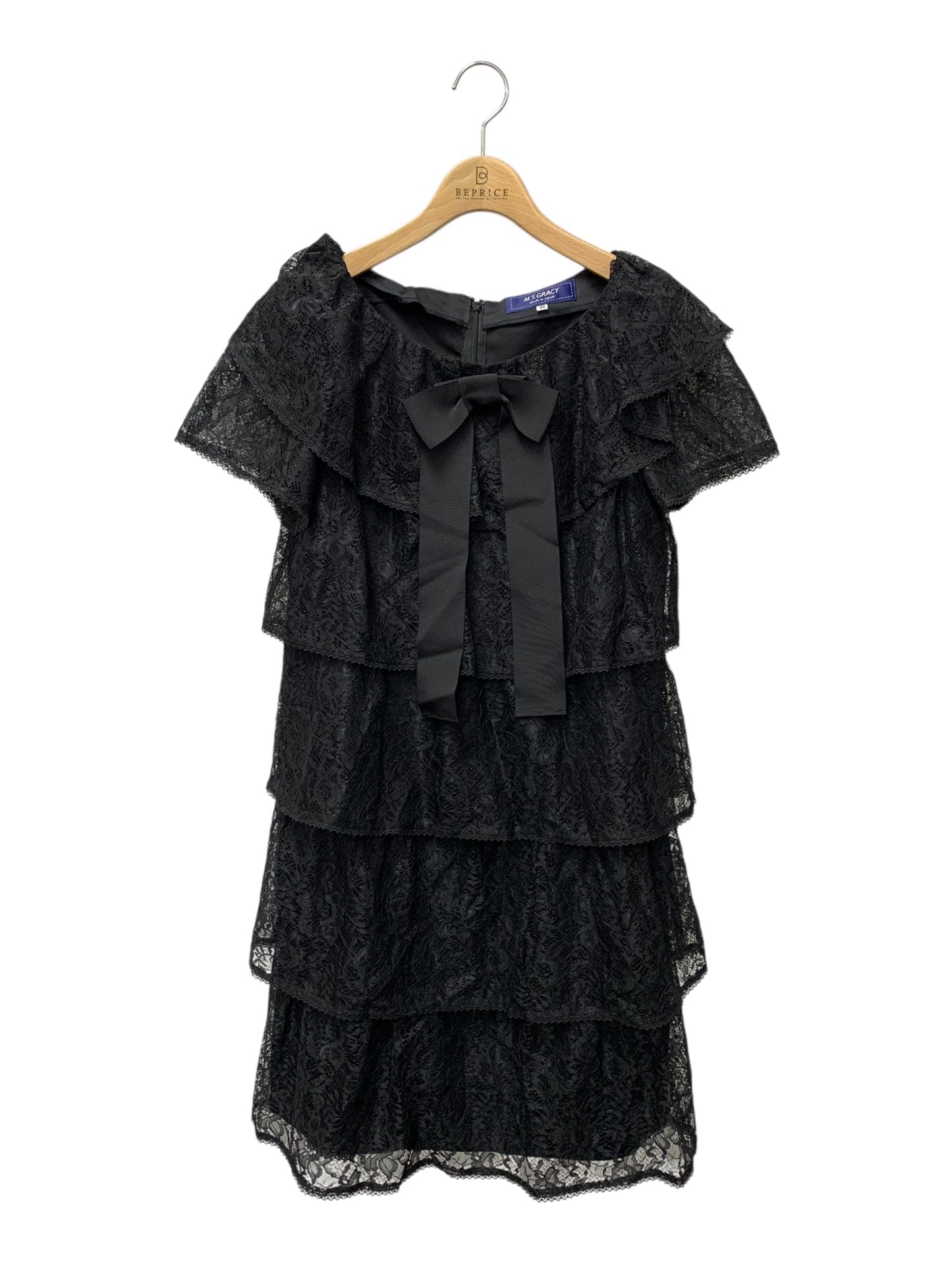 エムズグレイシー 721308 ワンピース 40 ブラック レース 花 ITLEXA1DNR8K