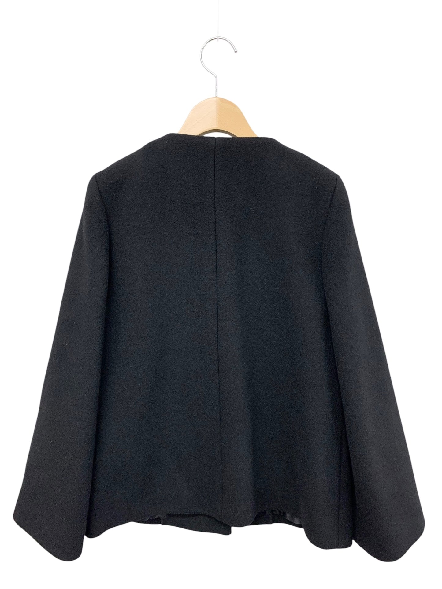 エムプルミエ A233-003 ジャケット 36 ブラック ノーカラー ウール混 IT76GIBR82LB