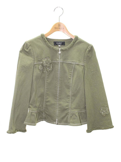 エムズグレイシー 914315 ブルゾン 38 カーキグリーン ジップアップ フラワーモチーフ ITI51T04GL9N