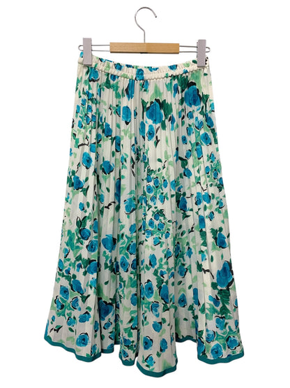 エムズグレイシー 117111 スカート 40 ホワイト バラ柄 プリーツ ITCA7SGBHV0A