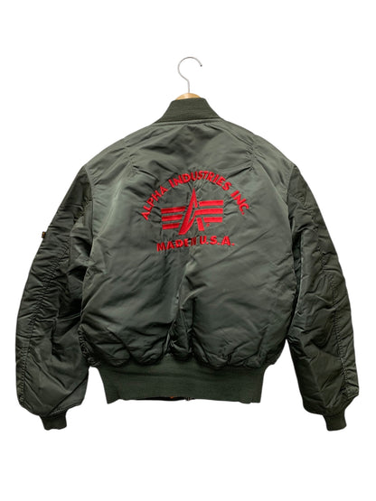 アルファインダストリーズ ブルゾン M カーキグリーン リバーシブル ロゴ刺繡(レッド) ITX7OA6Q1NQM