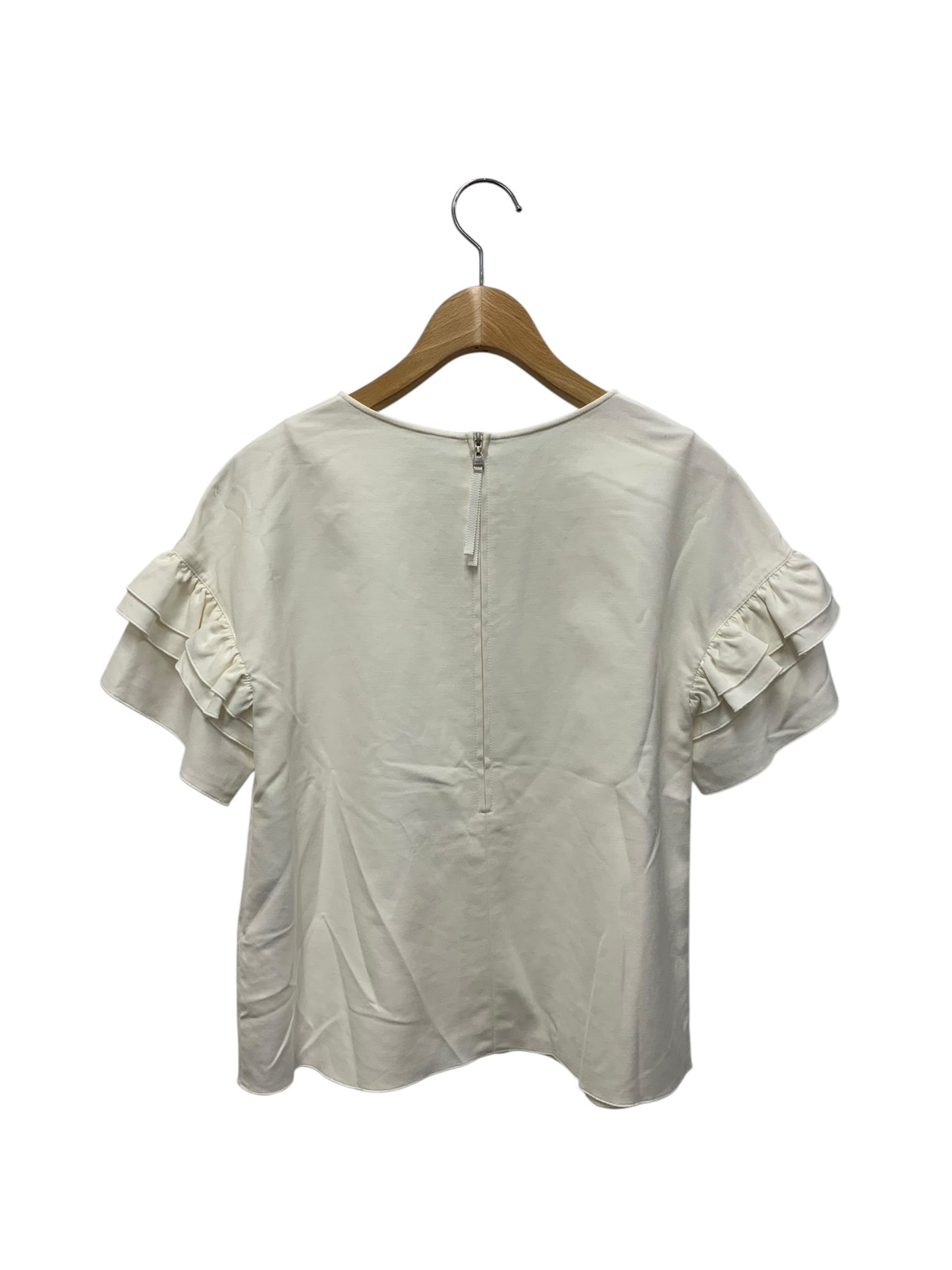 フォクシーニューヨーク ブラウス ラッフルトリムスリーブティー 37025 38 ホワイト フリル ITCBGOI345AK