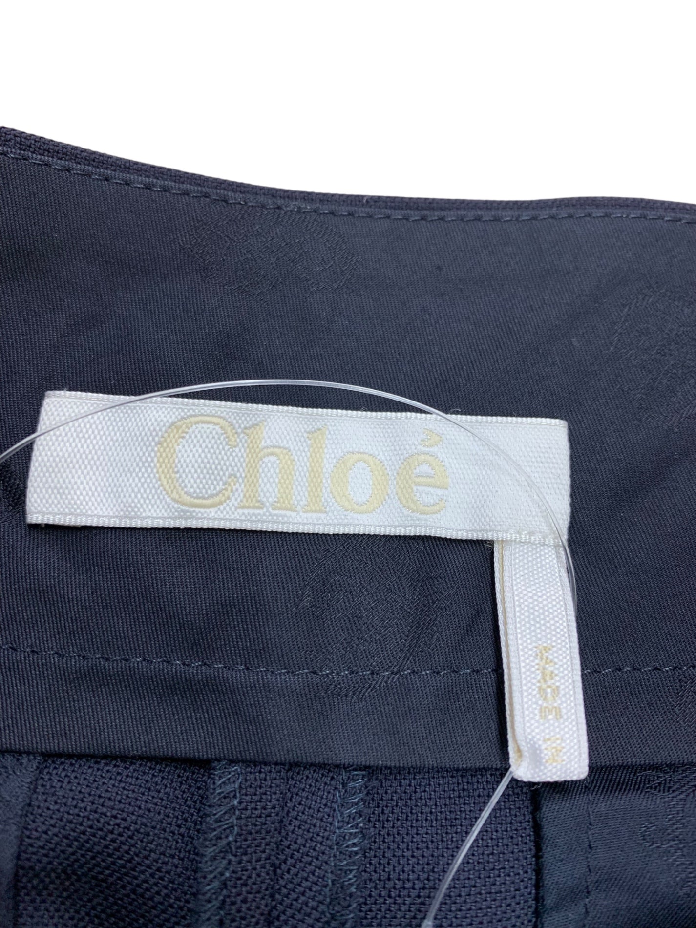 クロエ CHC21SPA8406248M38 ワイドパンツ 38 ネイビー ボタン サイドジップ IT48P9ONRX9W