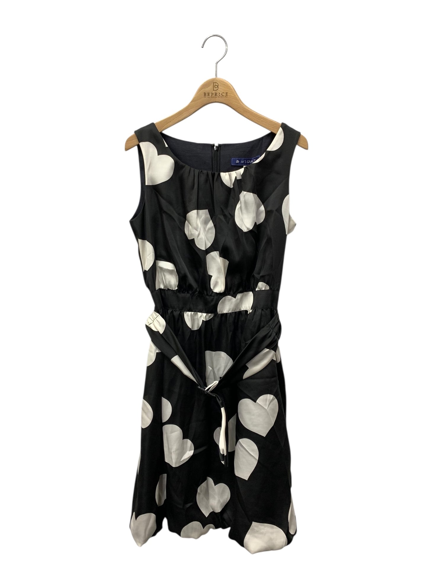 エムズグレイシー 021358 ワンピース 40 ブラック ハート バルーン IT9O96PBLOVC